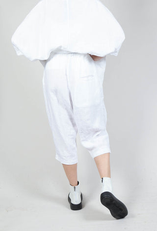 Drop Crotch Linen Trousers in White