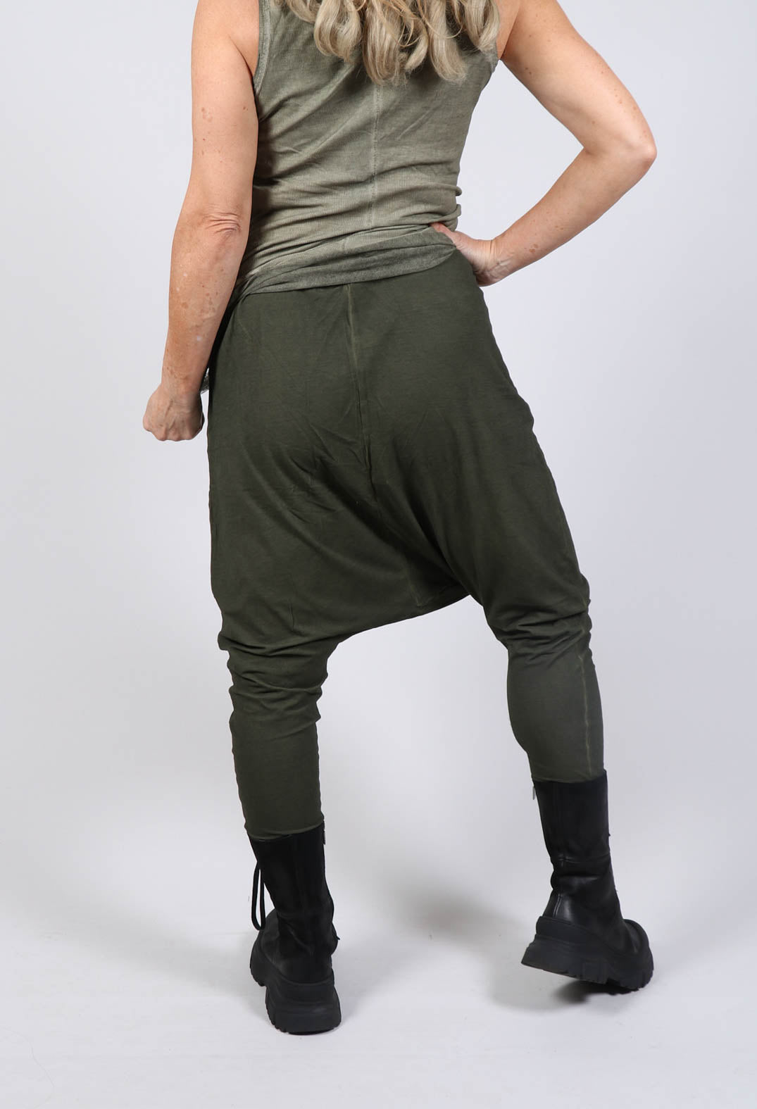 Drop Crotch Lounge Bottoms in Olive Cloud