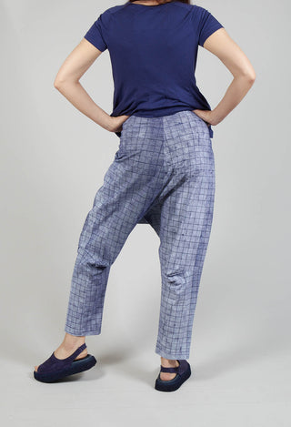 Drop Crotch Pull On Trousers in Placed Azur Print