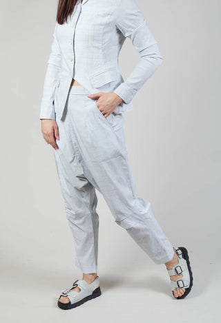 Drop Crotch Pull On Trousers in Placed Grey Print