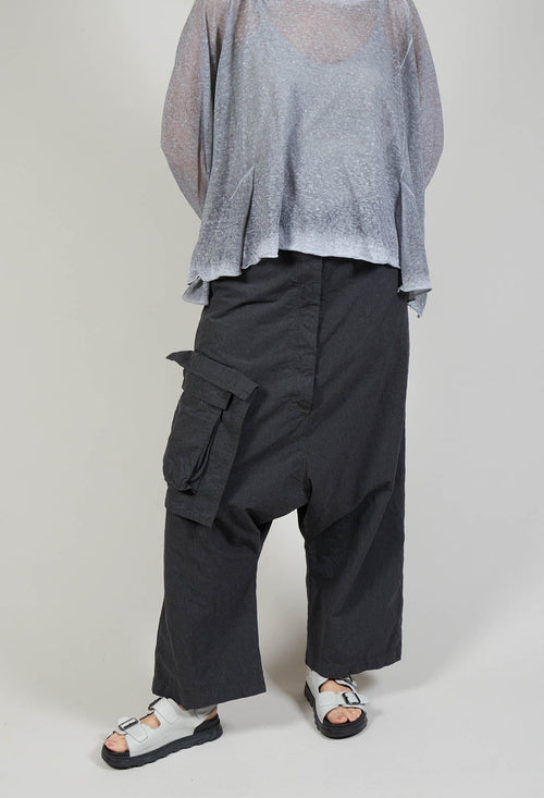 Drop-Crotch Salopettes in Charcoal Melange