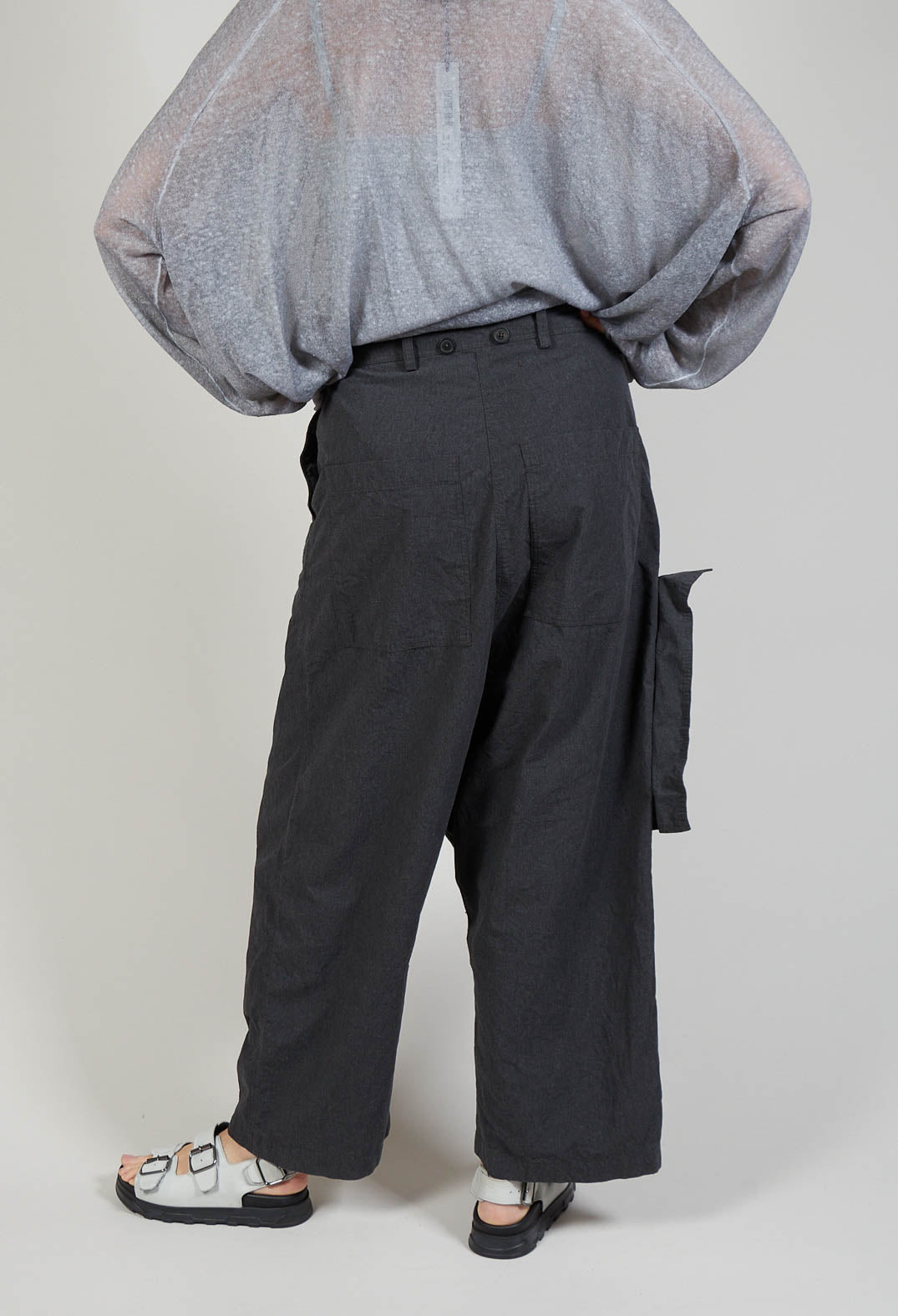 Drop-Crotch Salopettes in Charcoal Melange