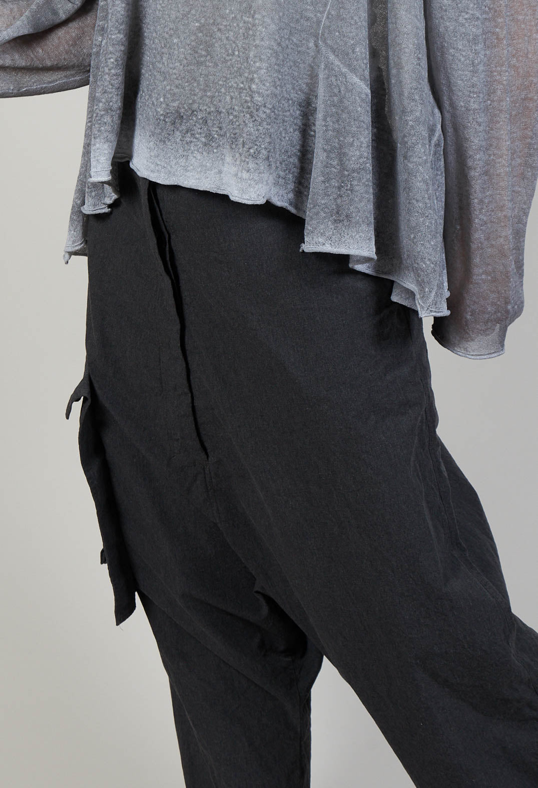 Drop-Crotch Salopettes in Charcoal Melange