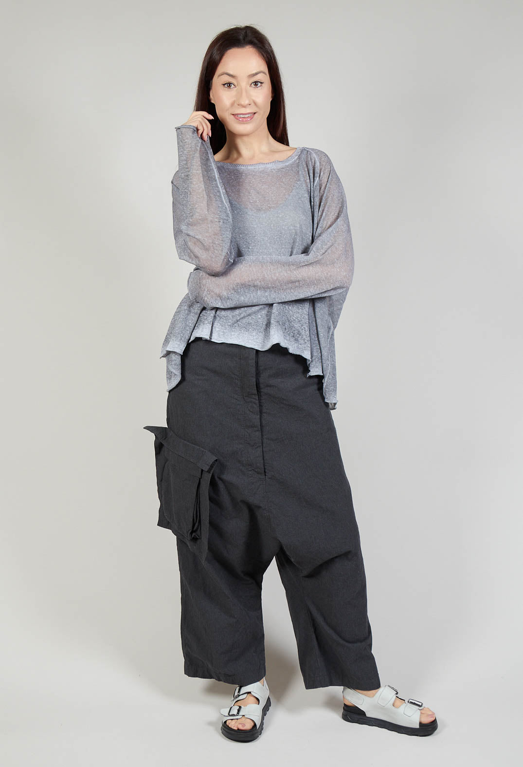 Drop-Crotch Salopettes in Charcoal Melange