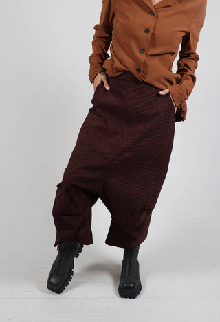 Drop Crotch Trousers in Wood Print
