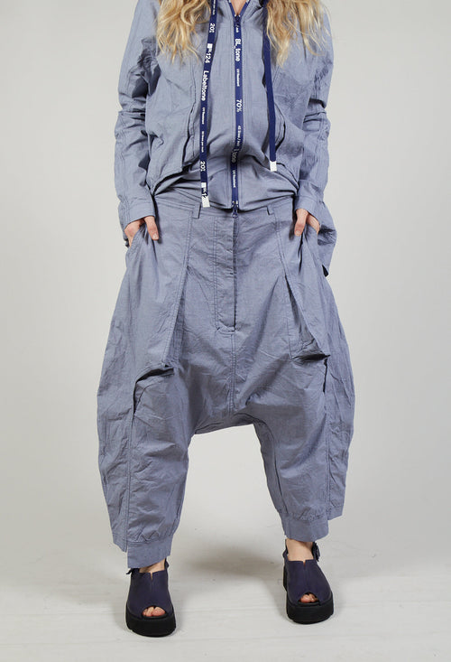 Drop Crotch Utility Trousers in Azur Check