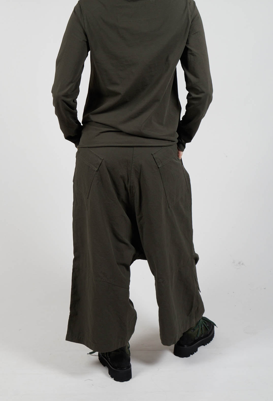 Drop Crotch Utility Trousers in Camp