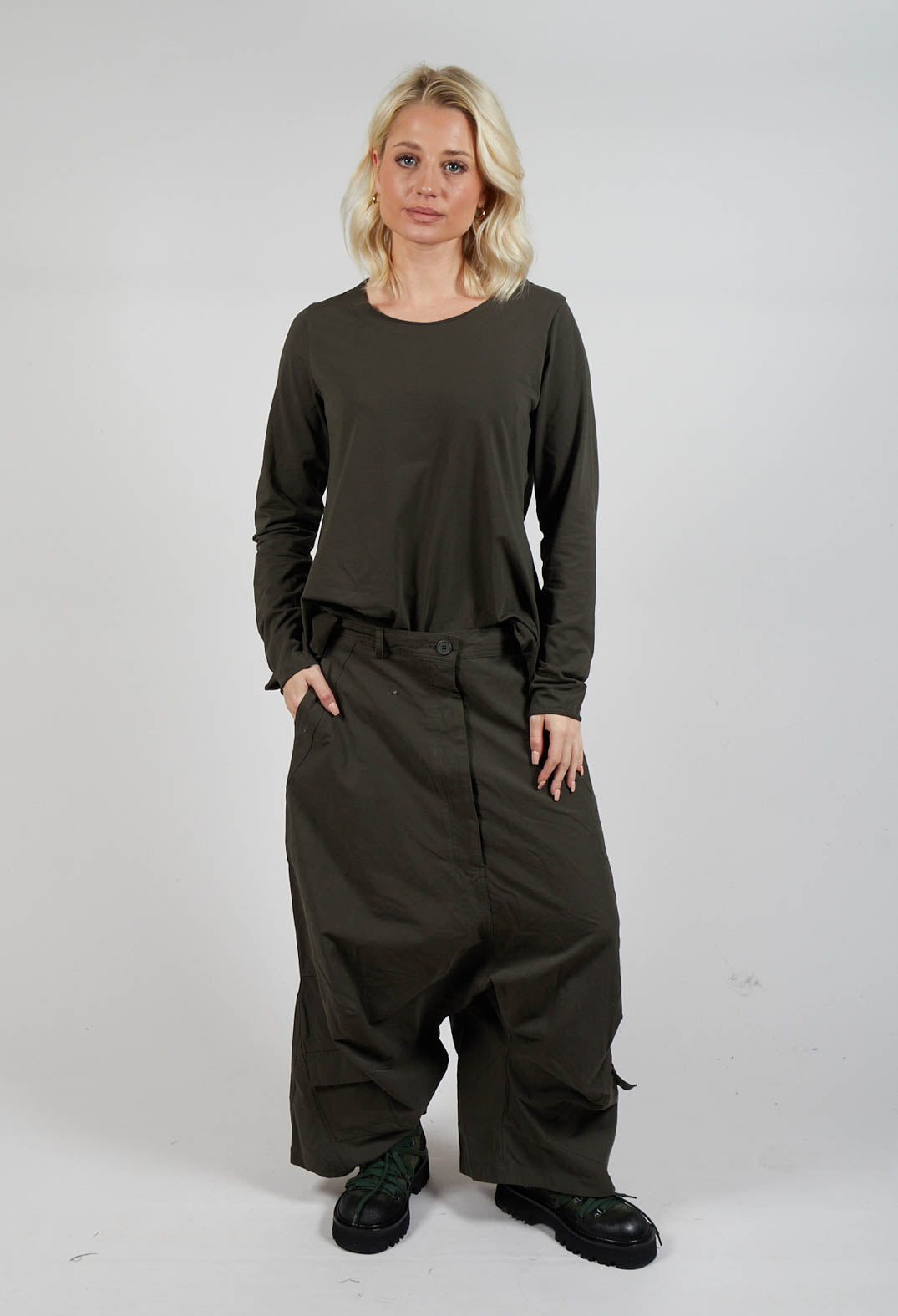 Drop Crotch Utility Trousers in Camp
