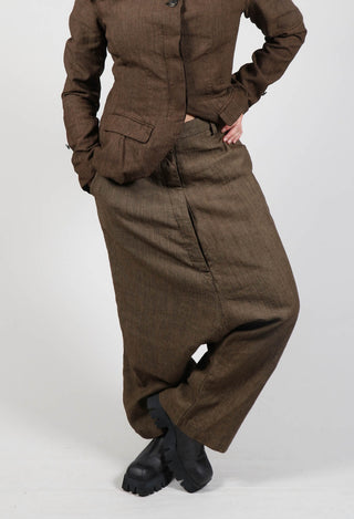 Drop Crotch Wide Leg Trousers in Kaffee Check