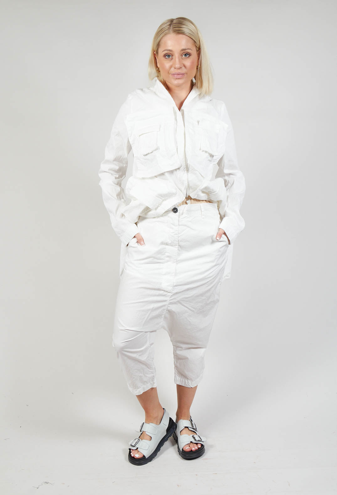 Drop-Crotched Cropped Trousers in Starwhite