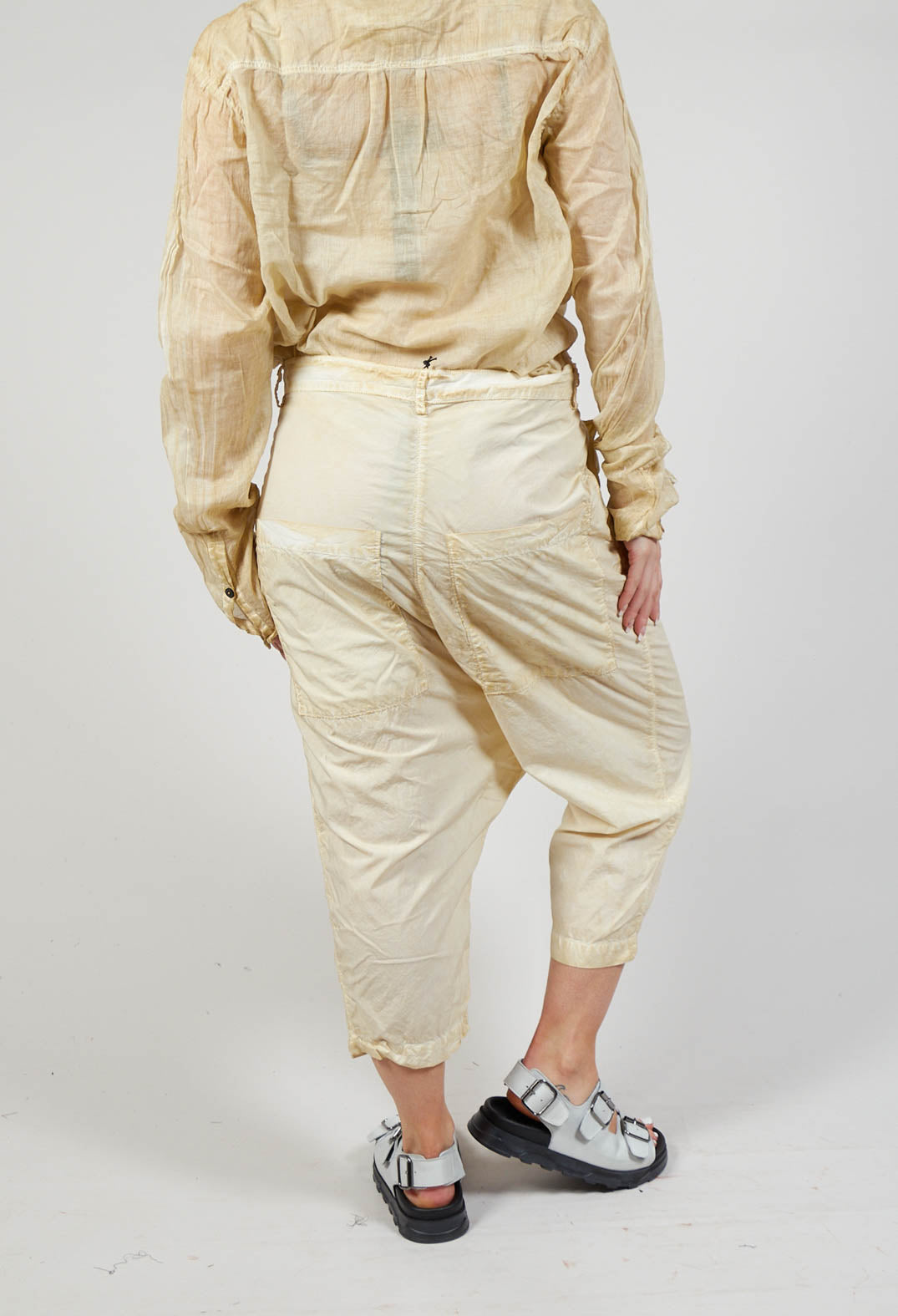 Drop-Crotched Cropped Trousers in Wax Cloud