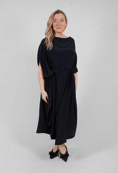 Drop Shoulder Dress in Nero