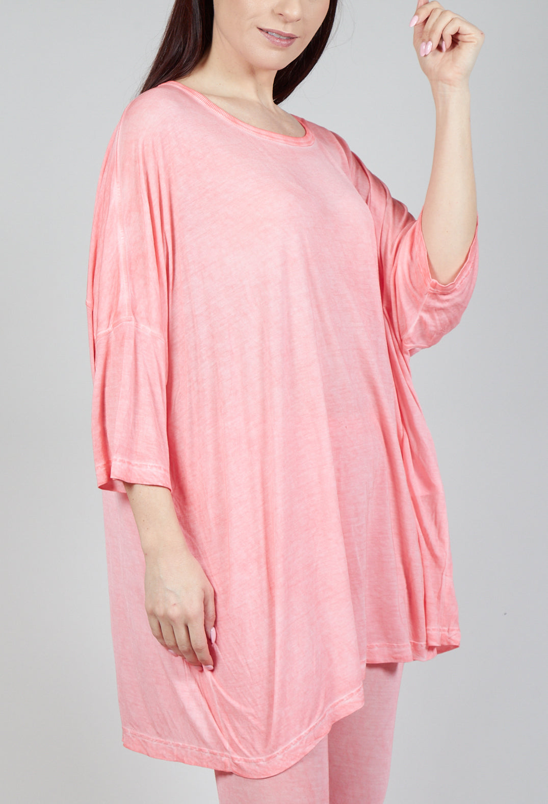 Drop-Shoulder Flow Blouse in Rose 50% Cloud