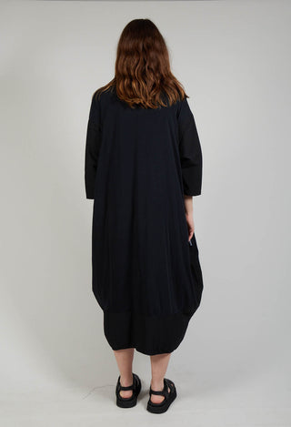 Dual Fabric Relaxed Fit Dress in Black