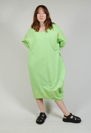 Dual Fabric Relaxed Fit Dress in Lime