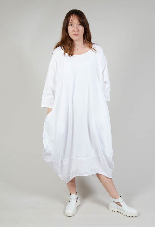 Dual Fabric Relaxed Fit Dress in White