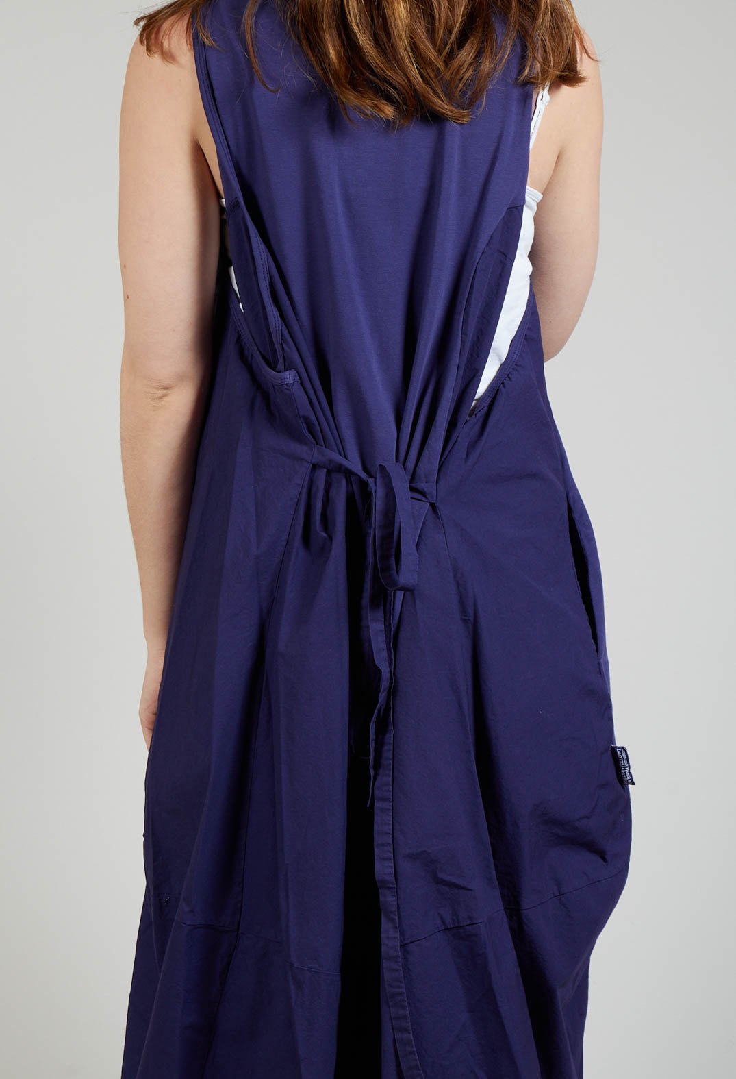 Dual Fabric Sleeveless Dress in Azur