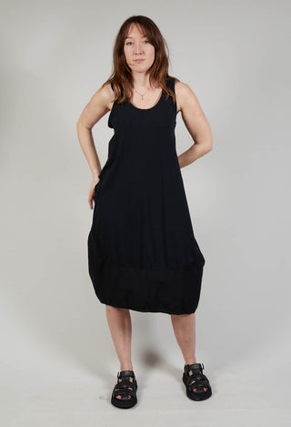 Dual Fabric Sleeveless Dress in Black