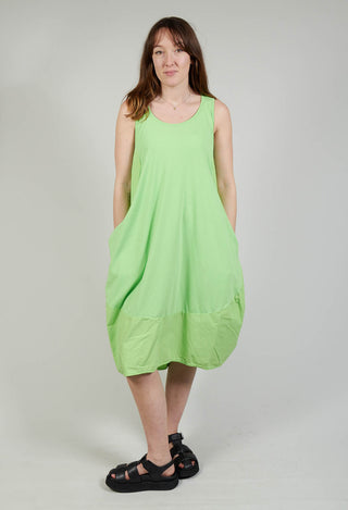 Dual Fabric Sleeveless Dress in Lime
