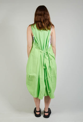 Dual Fabric Sleeveless Dress in Lime