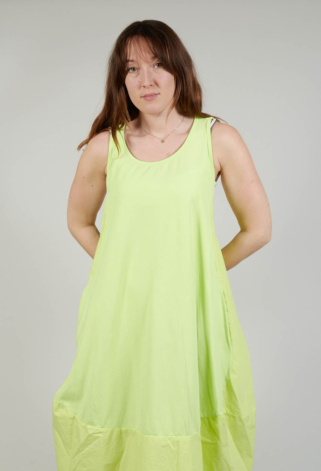 Dual Fabric Sleeveless Dress in Sun
