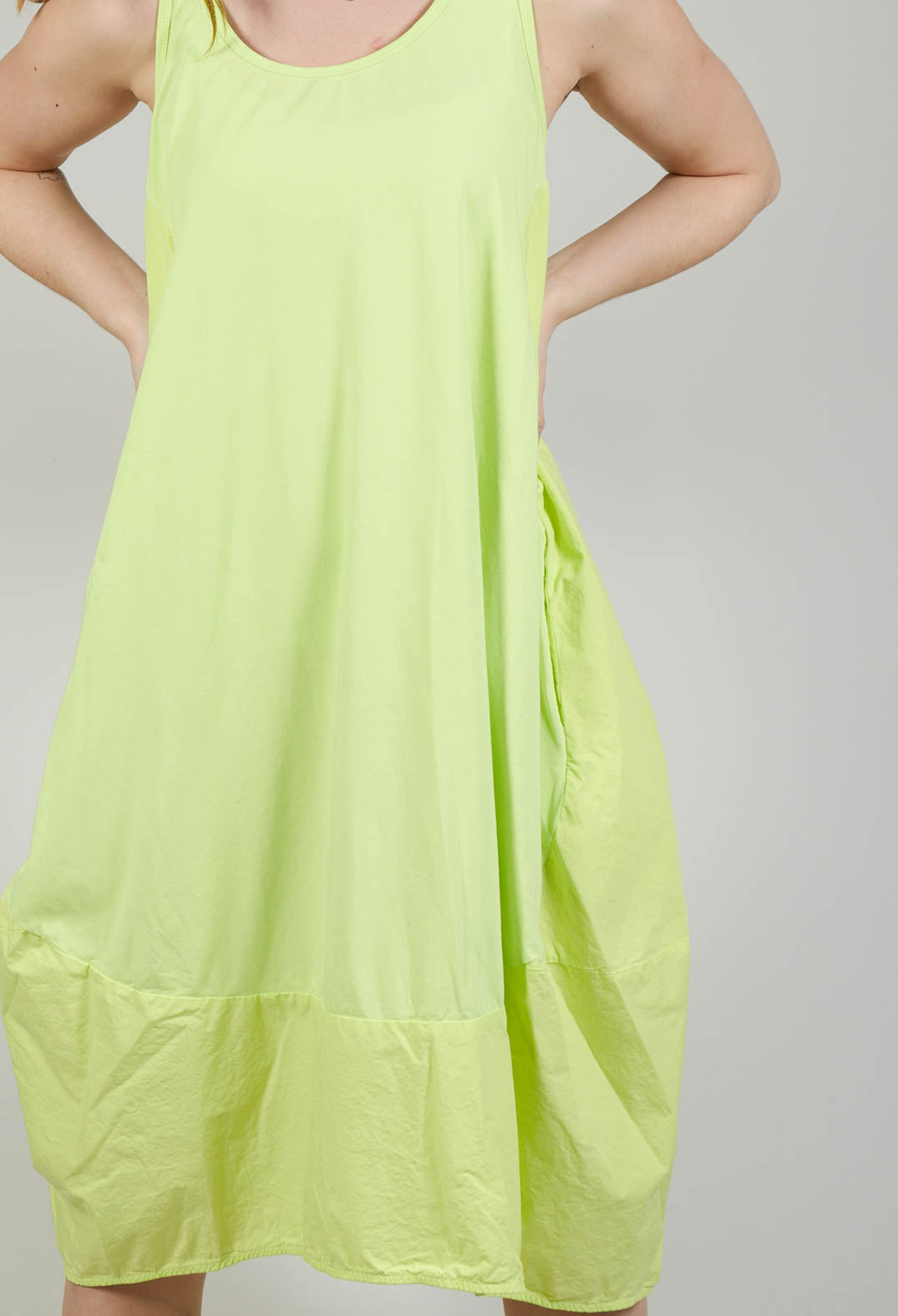 Dual Fabric Sleeveless Dress in Sun