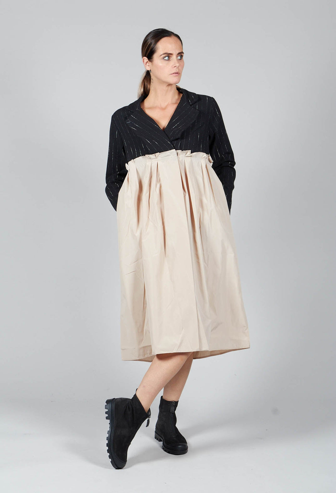 Amici by Baci Dust Coat Pleated Dress in Powder Amici by Baci Dust Coat Pleated Dress in Powder