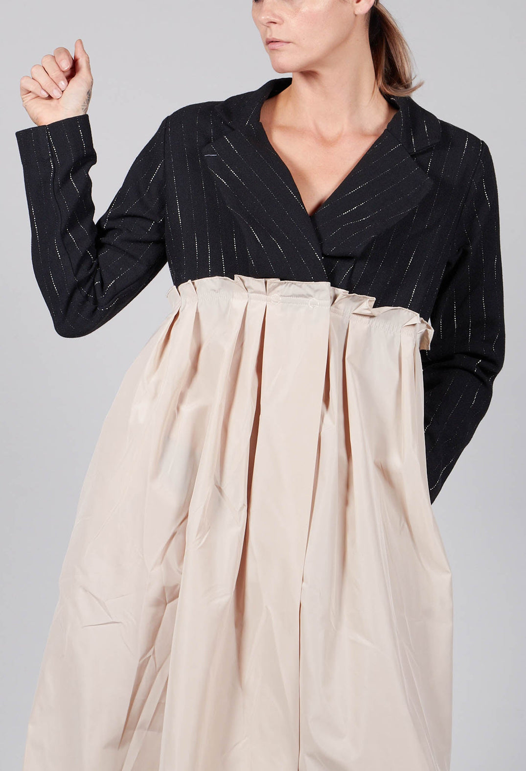 Amici by Baci Dust Coat Pleated Dress in Powder Amici by Baci Dust Coat Pleated Dress in Powder