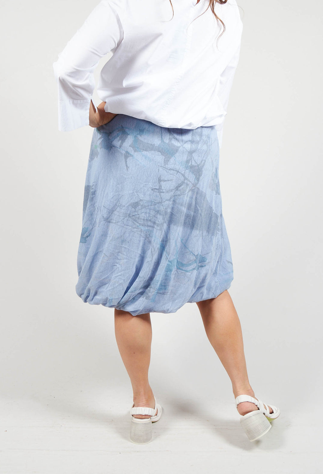 Twist Hem Skirt in Blue Print