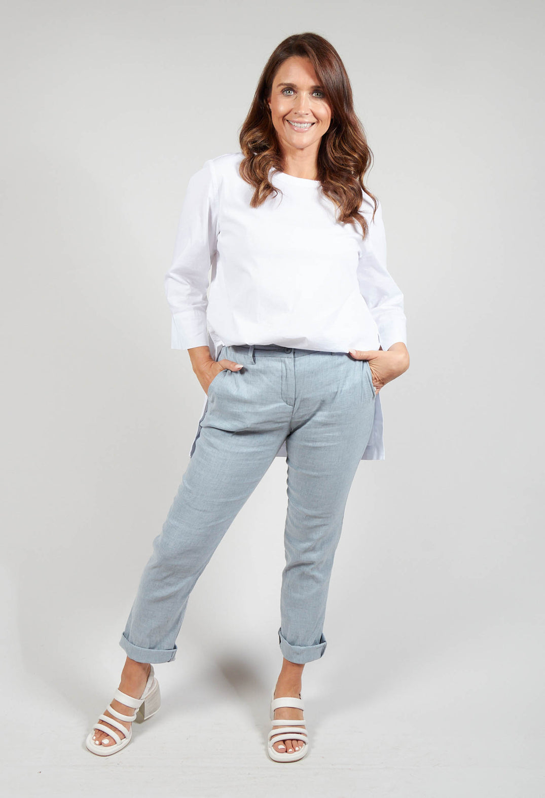 Straight Leg Trousers in Blue