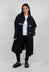 Fatima Coat with Text in Black Printed