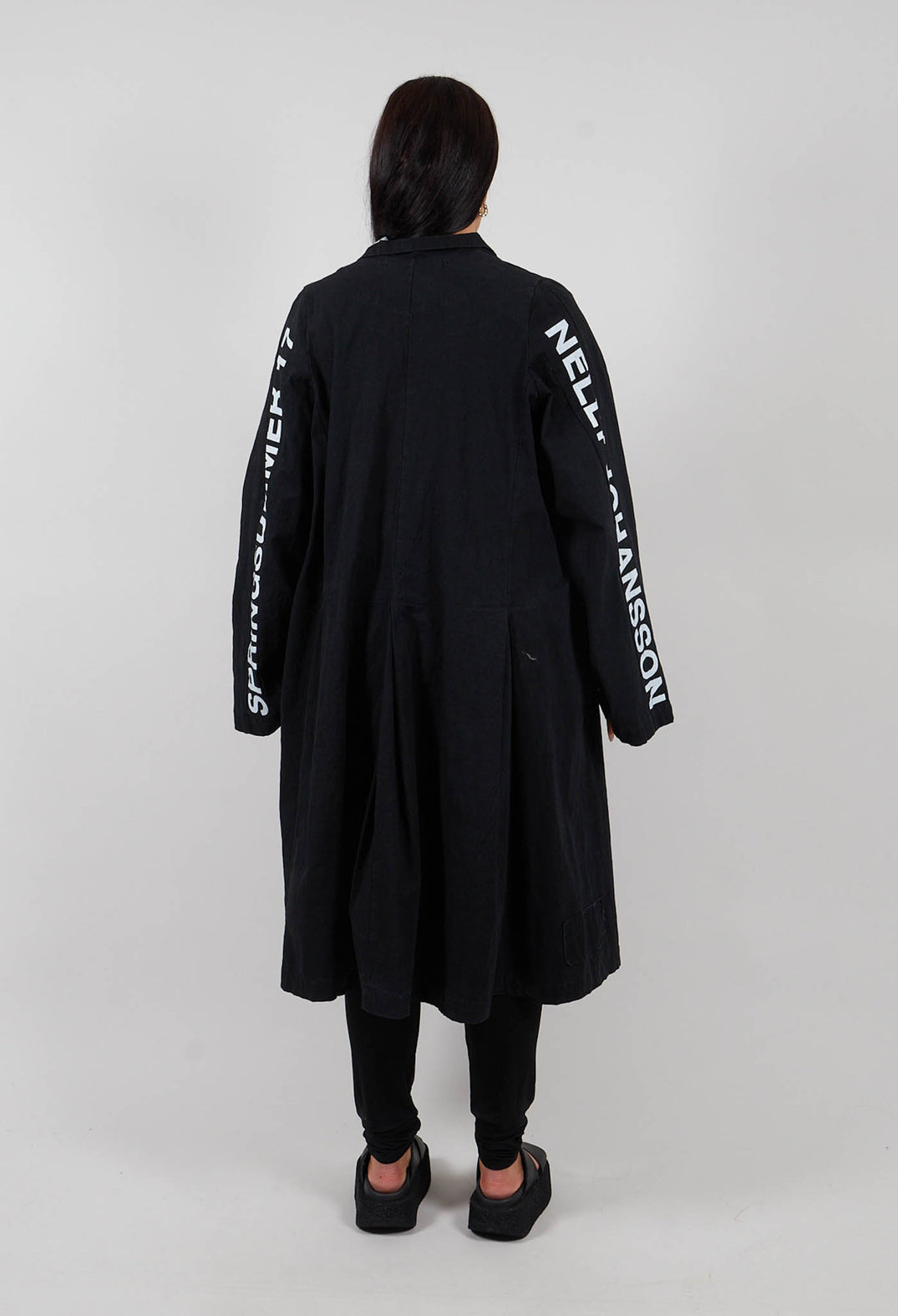 Fatima Coat with Text in Black Printed