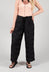 Pleated Stripe Pattern Trousers in Nero