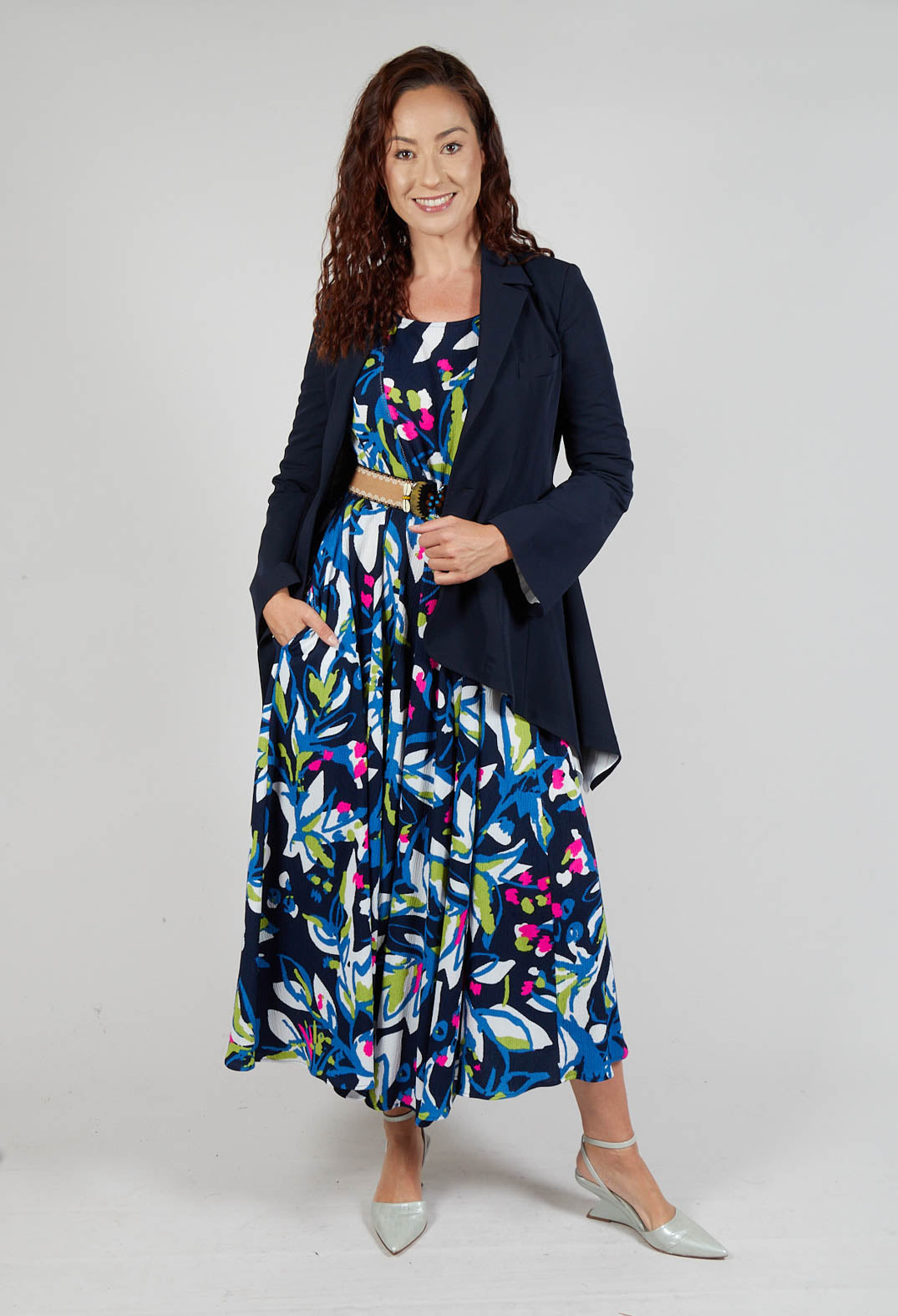 Frivolity Dress in Blue Leaf