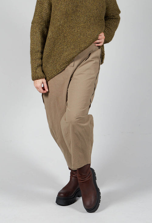 Wide Leg Cropped Trousers in Brown