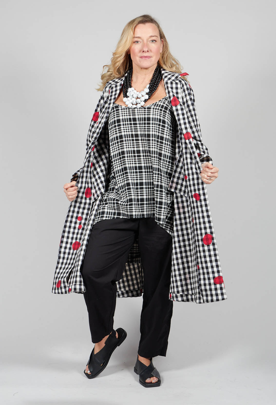 Gingham Tunic Vest in Nero