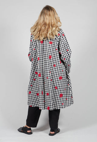 Checked Coat in Pois Rosso