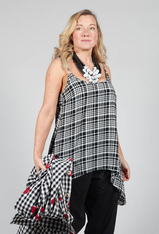 Gingham Tunic Vest in Nero