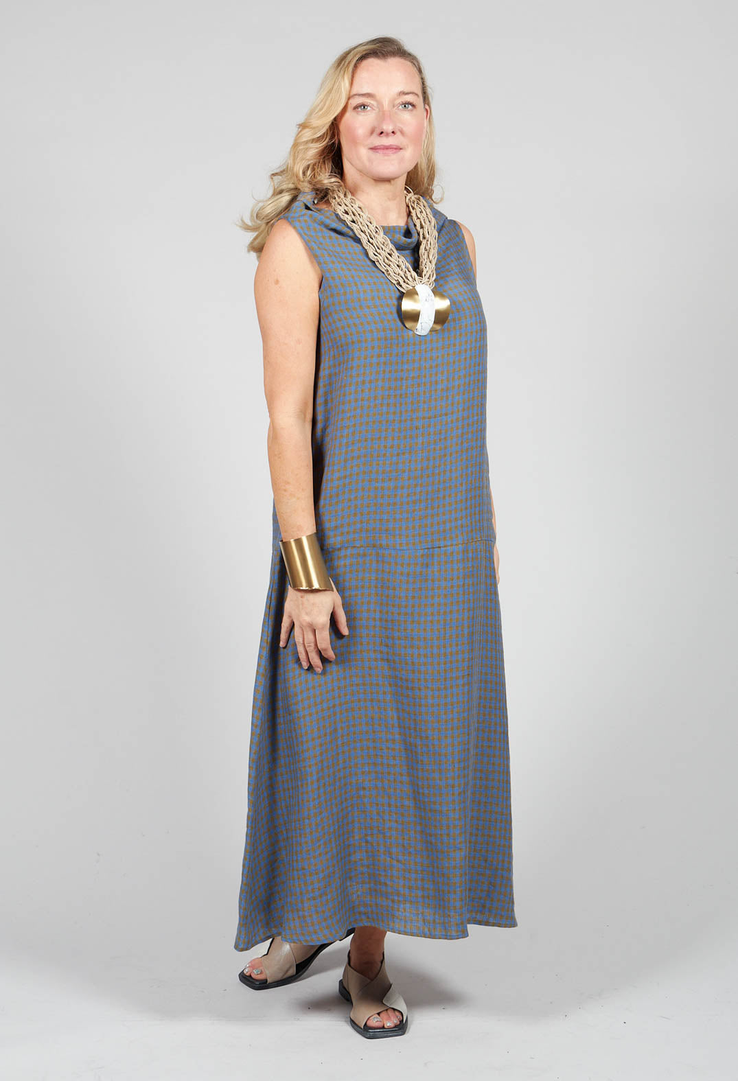 Gingham Linen Dress in Gilli