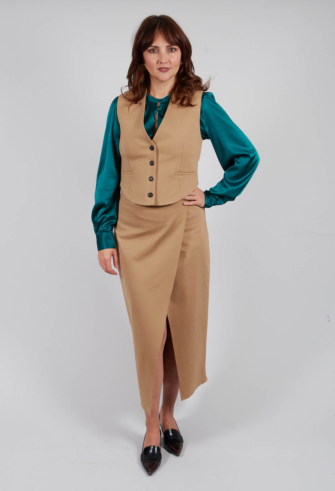 Jersey Pencil Skirt in Camel