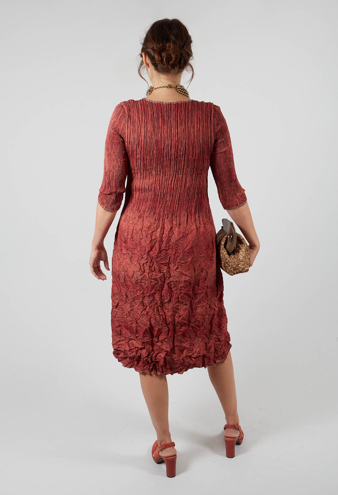 Three Quarter Sleeve Smash Dress in Tangerine Dream