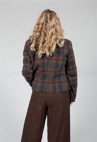 Cotton Plaid Cropped Jacket in Espresso