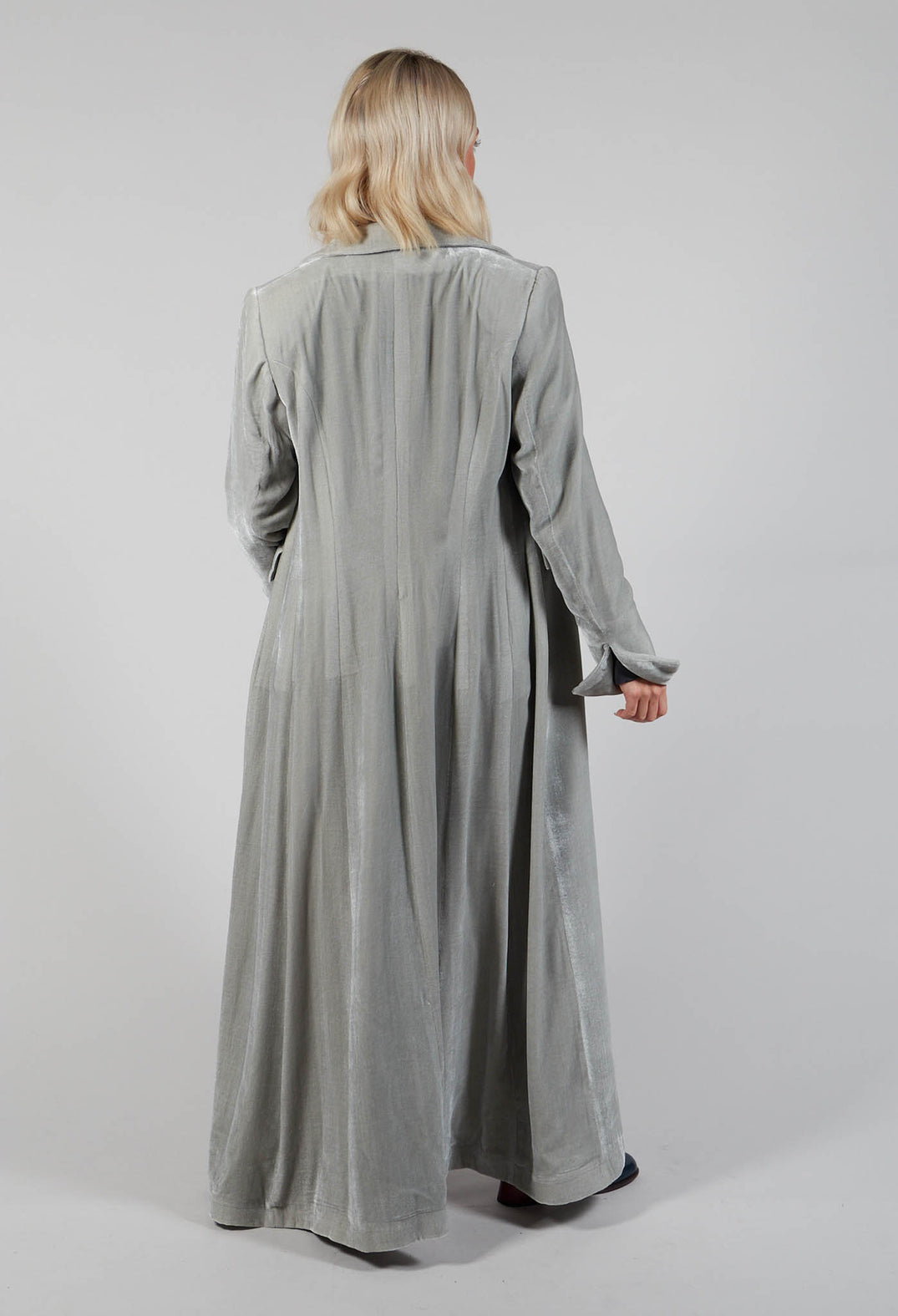 Long Velvet Coat in Pearl