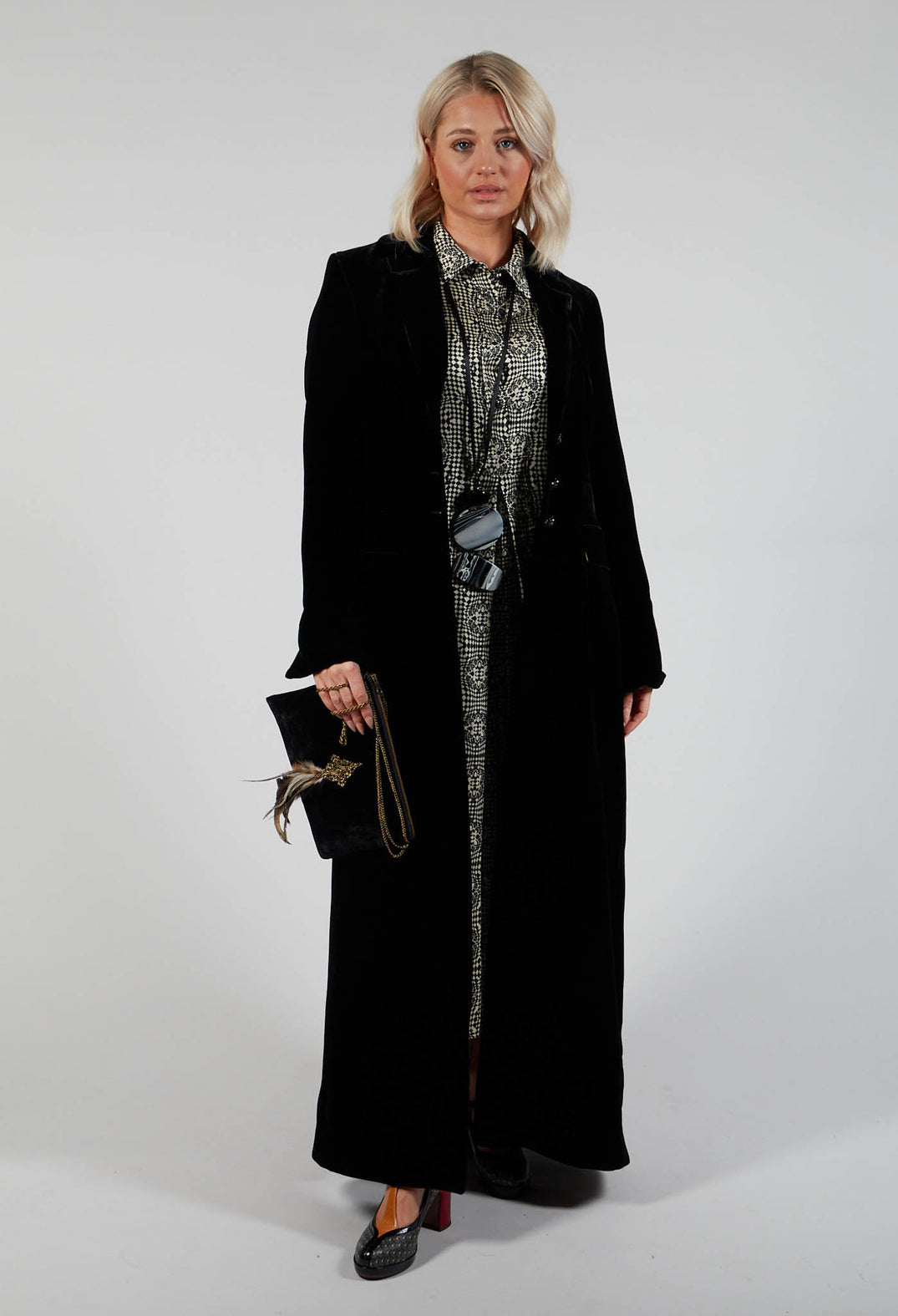 Two Tone Optical Dress in Black and Beige