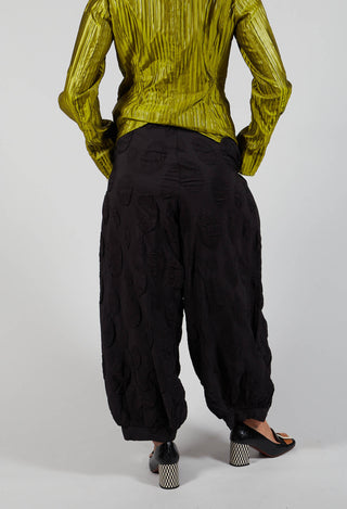 Textured Balloon Leg Trousers in Black