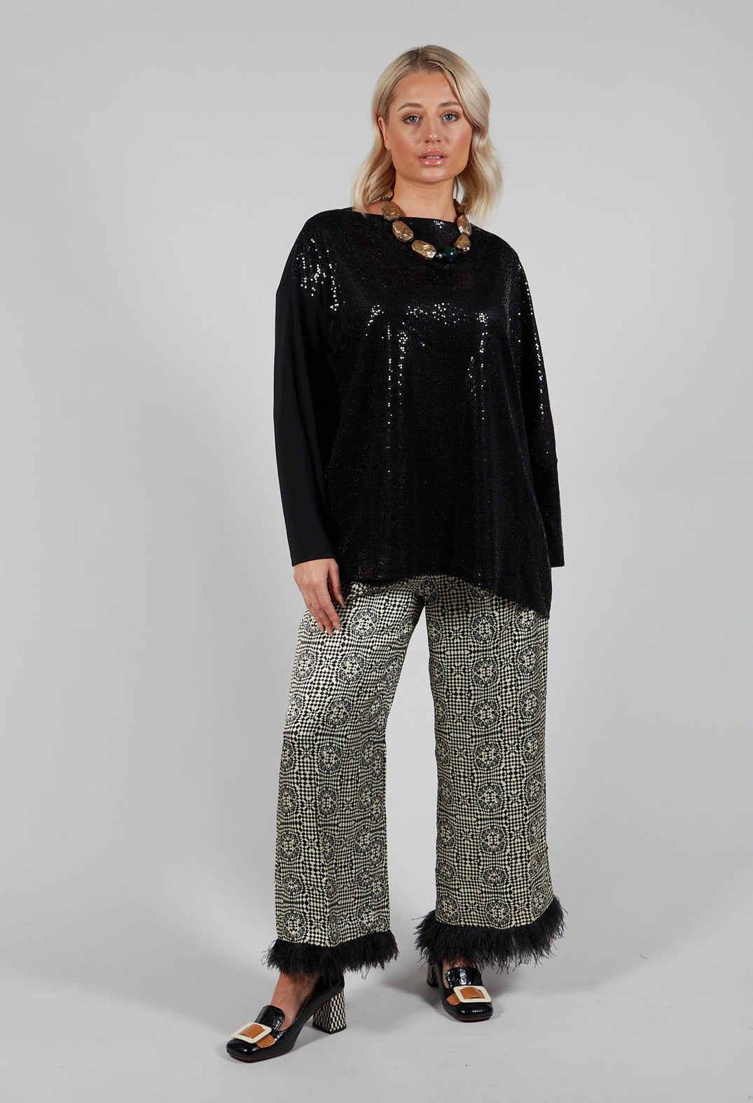 Sequin Top Shirt Utek in Black