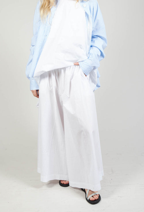Cotton Wide Leg Trousers in Bianco