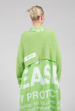 Relaxed Cropped Jumper in Lime Print