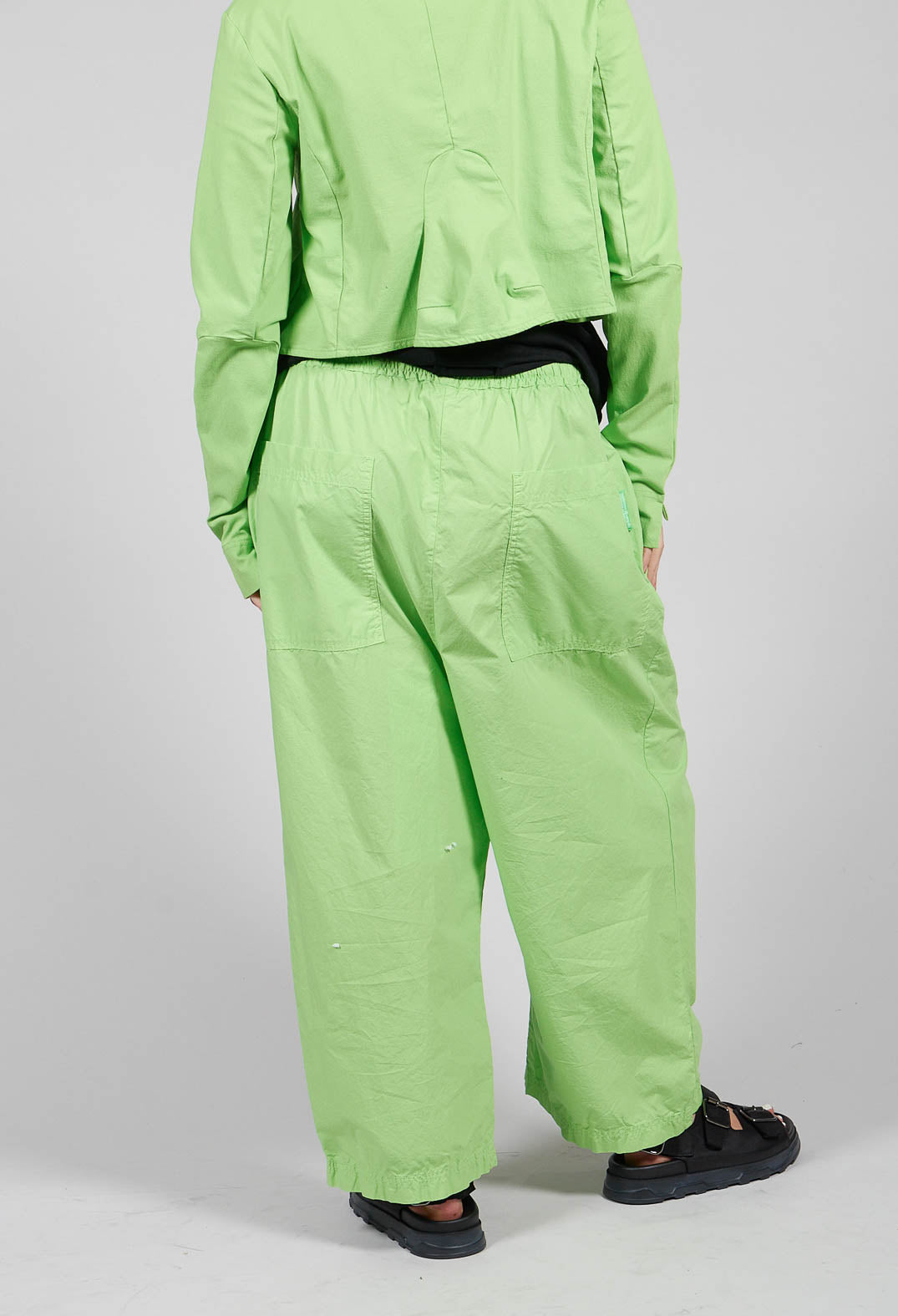 Cropped Wide Leg Trousers in Lime