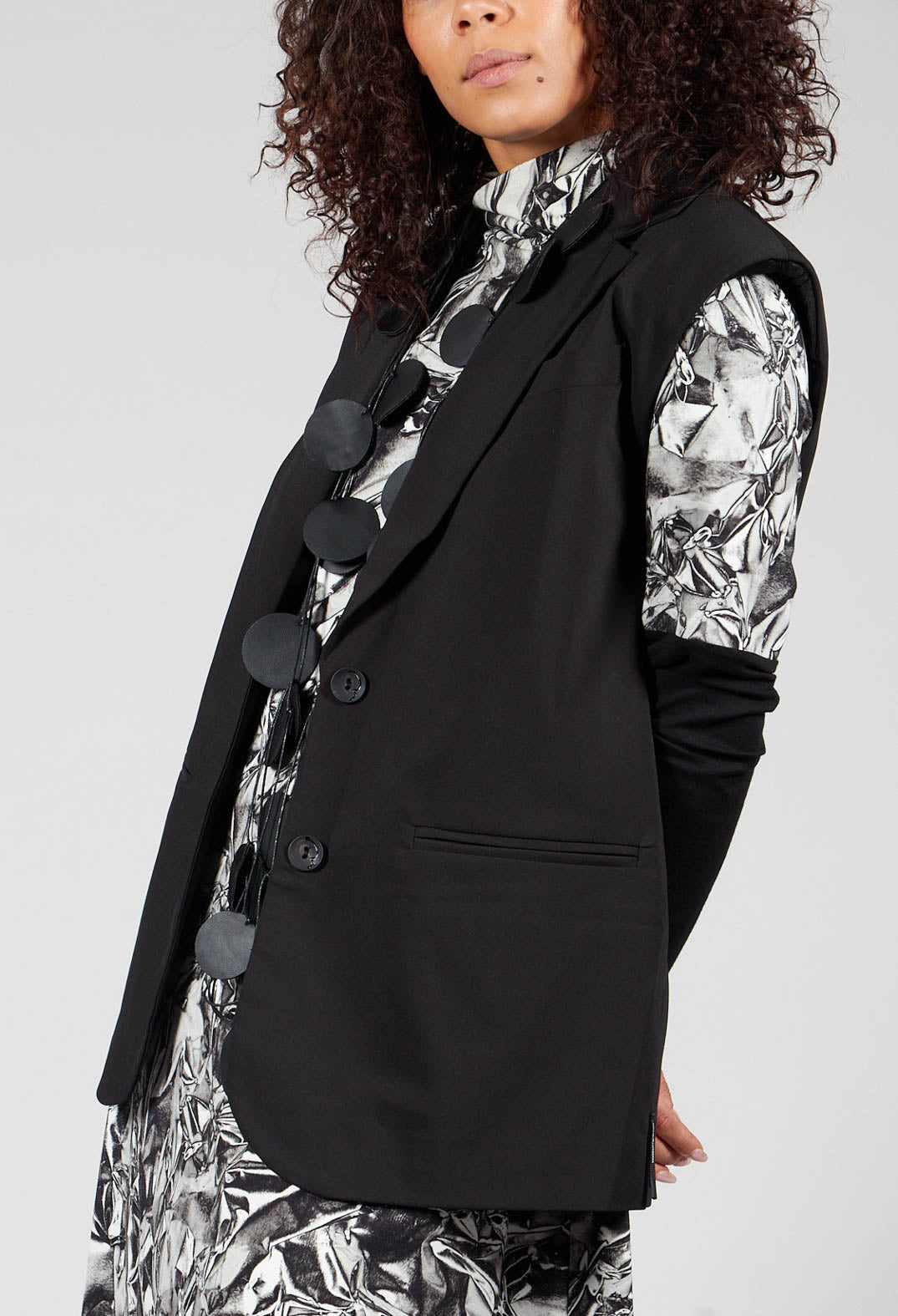 Waistcoat with Shoulder Pads in Black